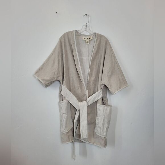 SCHAI Overcoat Linen Cotton Neutral Minimalist Lagenlook Oatmeal Oversized Small - Picture 4 of 16